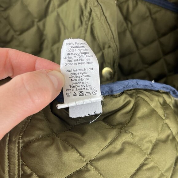 J. Crew Dark Green Quilted Jacket w/ Brown Corduroy Collar Women's Size M - Picture 7 of 11